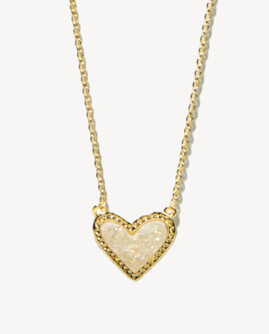 Deltora™ For Love Gold Heart Necklace in Iridescent Drusy