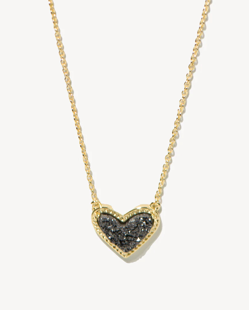 Deltora™ For Love Gold Heart Necklace in Black Drusy