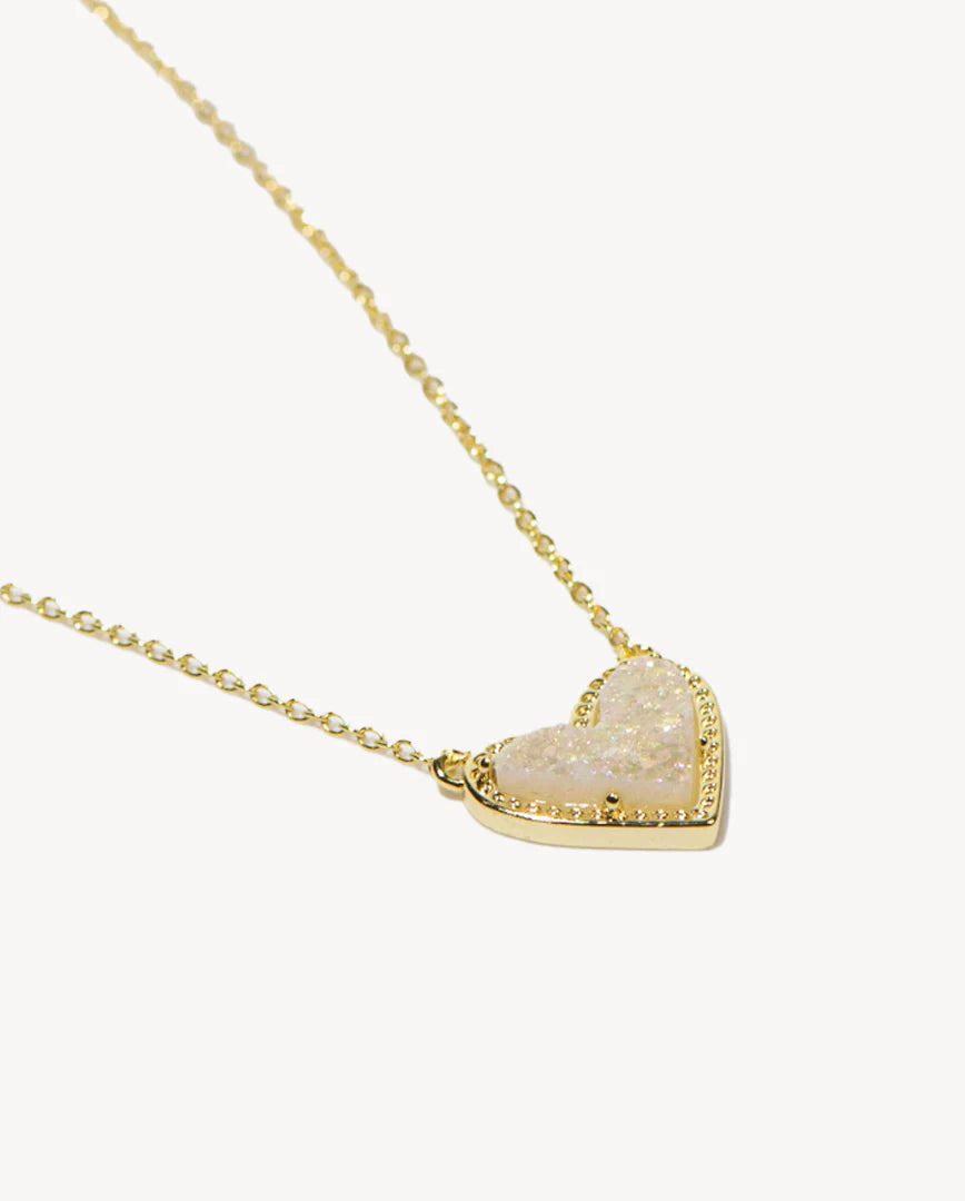 Deltora™ For Love Gold Heart Necklace in Iridescent Drusy
