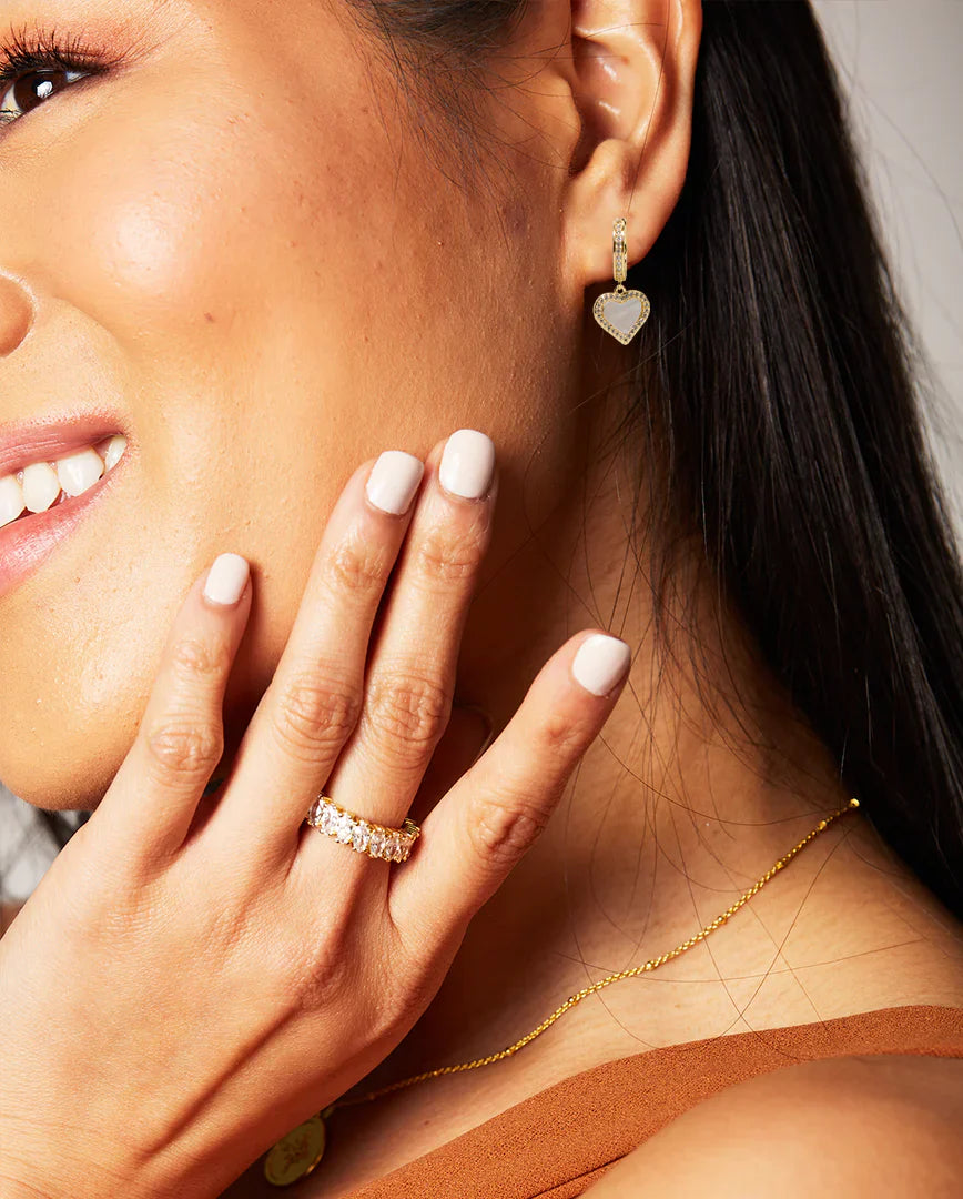 Deltora™ Alice Pavé Crystal Heart Earrings in Pearl