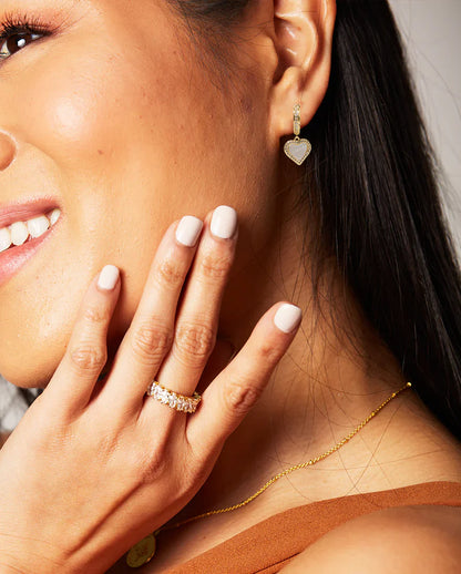 Deltora™ Alice Pavé Crystal Heart Earrings in Pearl
