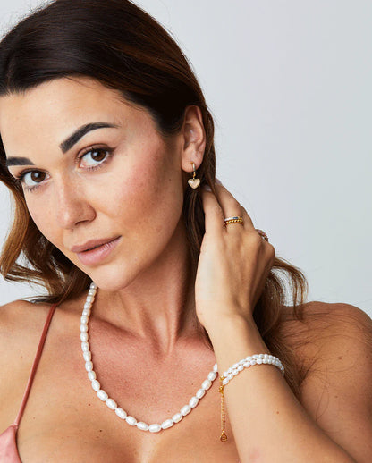 Deltora™ Alice Gold Heart Earrings in Rose Quartz