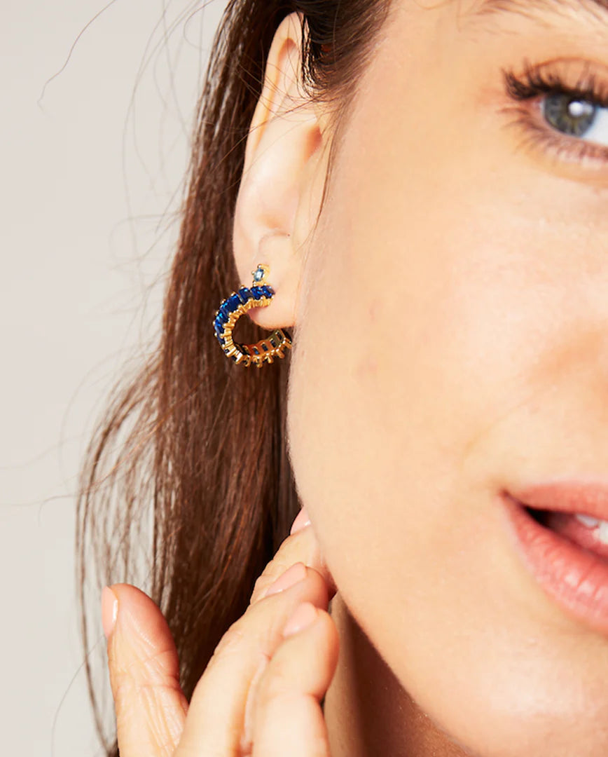 Deltora™ Freya Gold Earrings in Azure Crystal