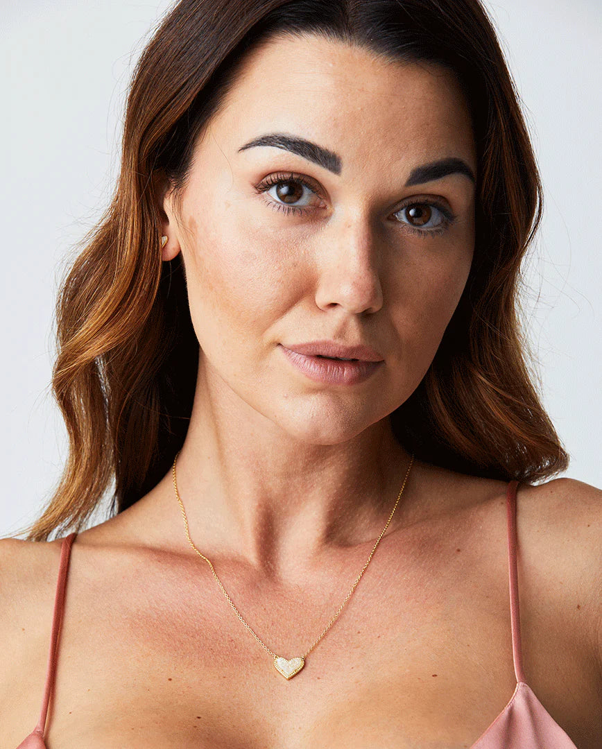 Deltora™ For Love Gold Heart Necklace in Iridescent Drusy