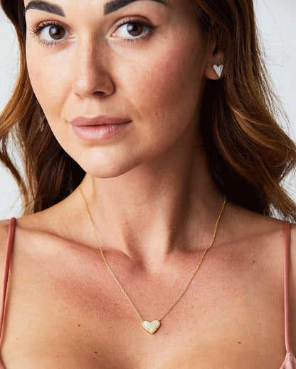 Deltora™ For Love Gold Heart Necklace in Iridescent Drusy
