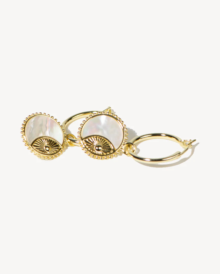 Deltora™ Sun and Moon Gold Earrings in Pearl