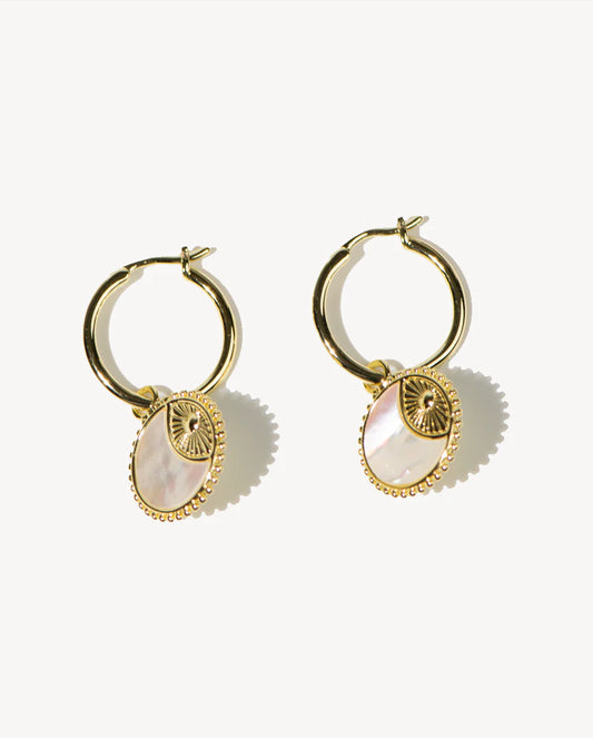 Deltora™ Sun and Moon Gold Earrings in Pearl