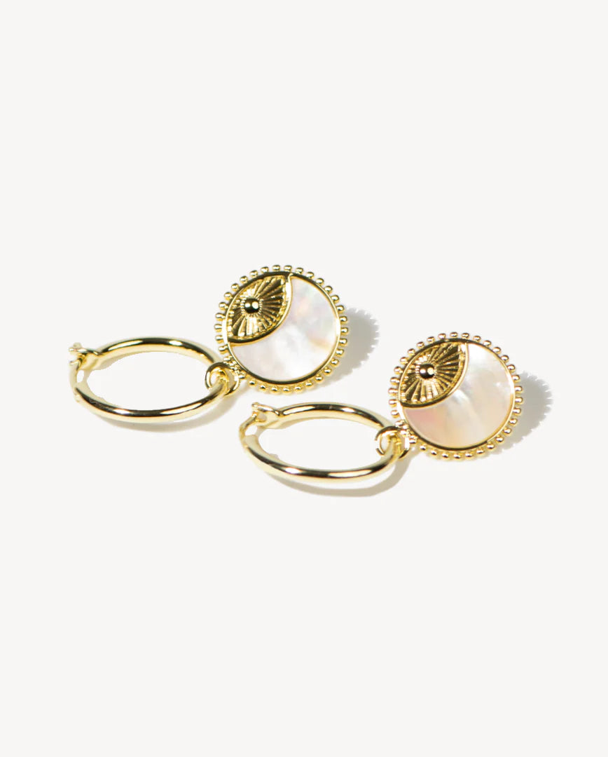Deltora™ Sun and Moon Gold Earrings in Pearl