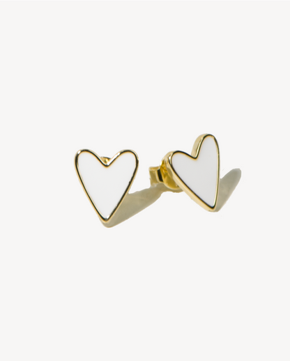 Deltora™ Iconic Paris White Heart Earrings in Gold