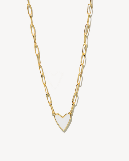 Deltora™ Iconic Paris White Heart Necklace in Gold