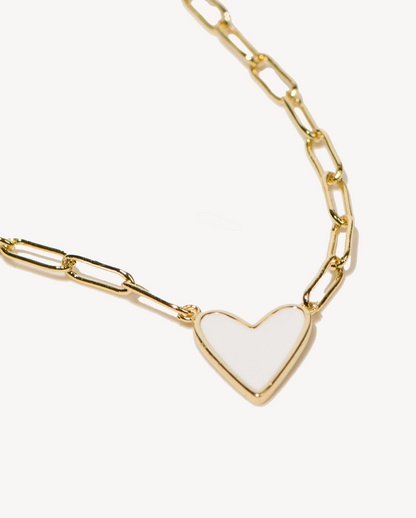 Deltora™ Iconic Paris White Heart Necklace in Gold