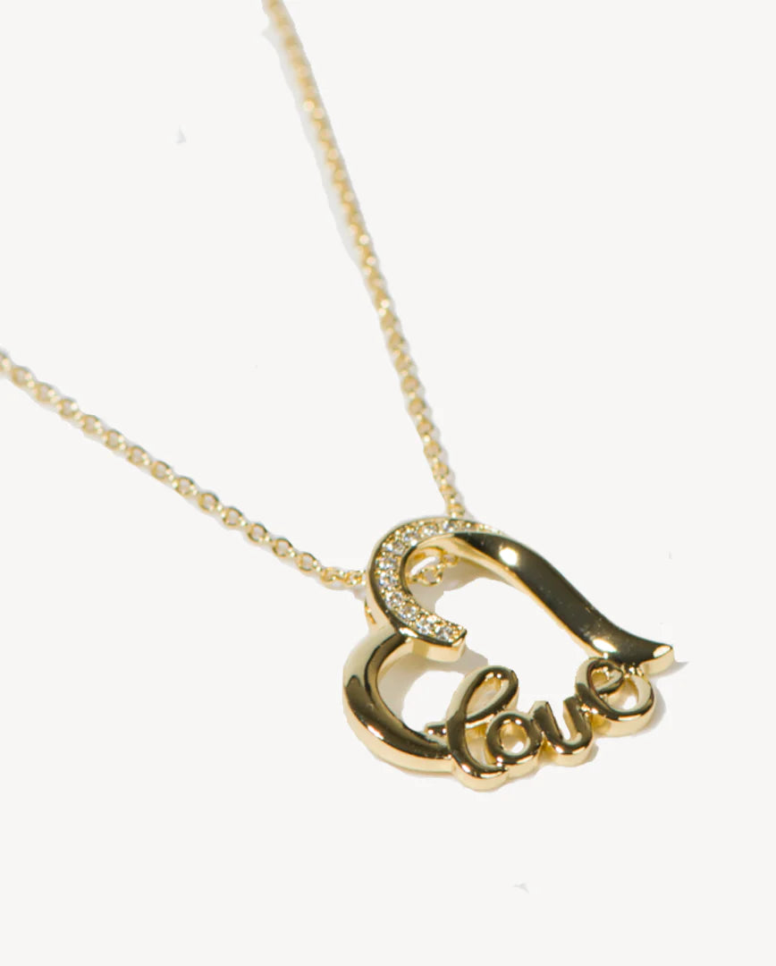 Deltora™ Love Script Gold Necklace in Crystal