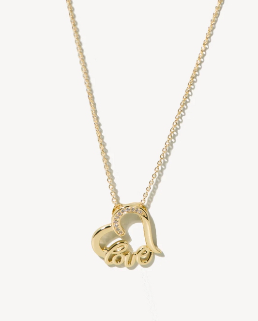 Deltora™ Love Script Gold Necklace in Crystal