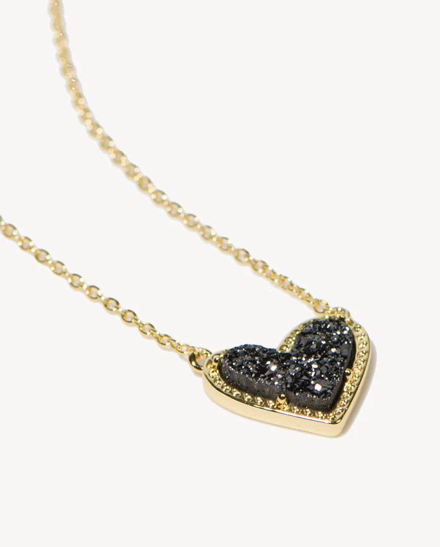 Deltora™ For Love Gold Heart Necklace in Black Drusy