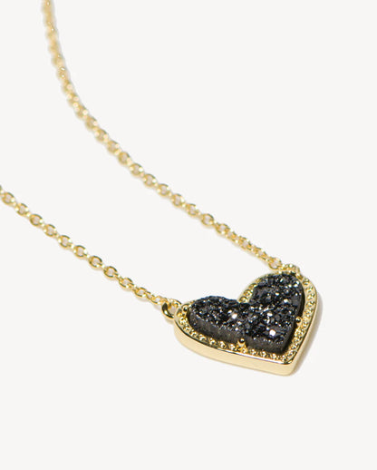 Deltora™ For Love Gold Heart Necklace in Black Drusy