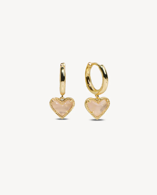 Deltora™ Alice Gold Heart Earrings in Rose Quartz