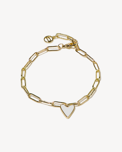 Deltora™ Iconic Paris White Heart Bracelet in Gold