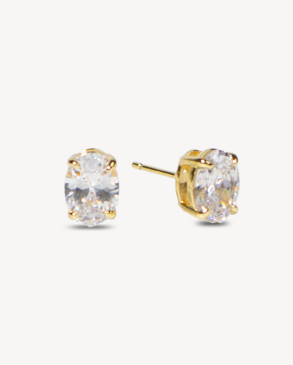 Deltora™ Classic Olivia Gold Earrings in White Crystal