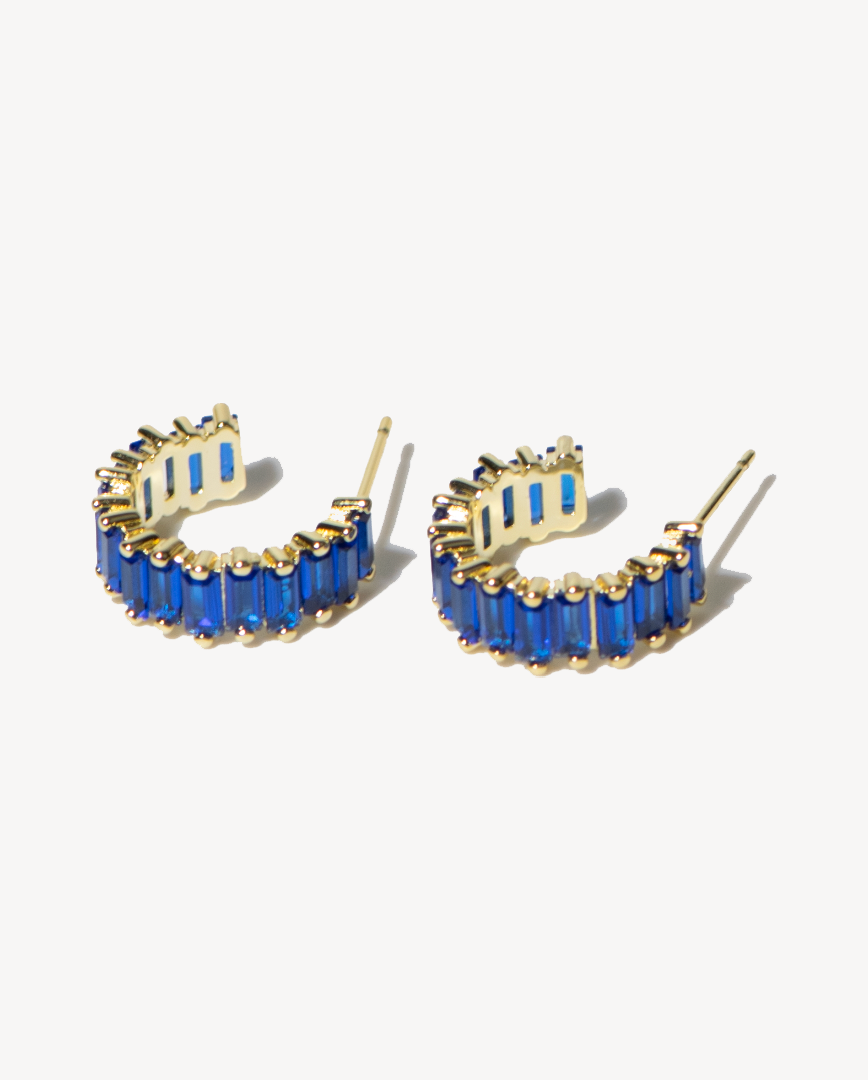 Iconic Freya Gold Earrings in Ocean Blue - Deltora