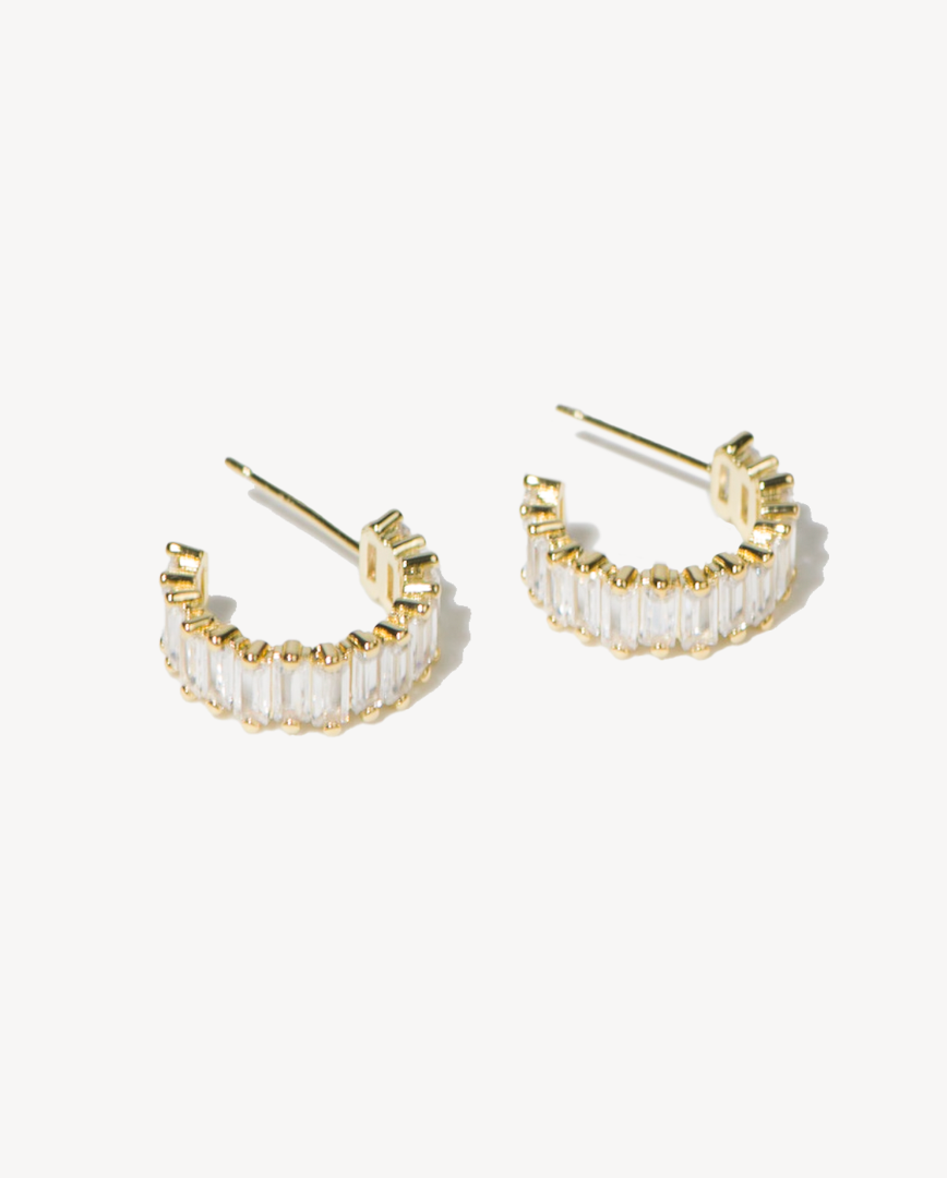 Deltora Iconic Freya Gold Earrings in White Crystal