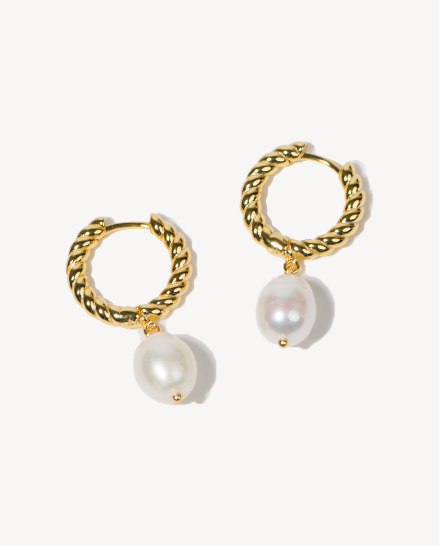 Iconic Olympia 18k Gold Vermeil Earrings in Pearl - Deltora