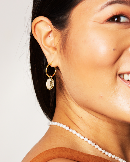 Deltora™ Classic Sun and Moon Gold Earrings in Pearl